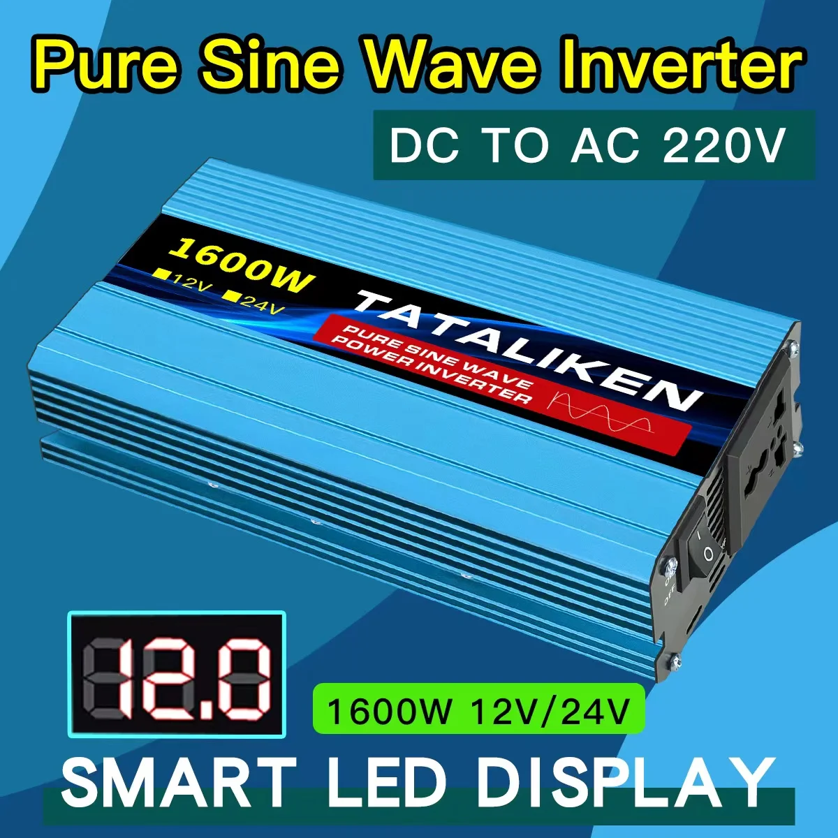 12 V zu 220V 230V Reine Sinus-wechselrichter 1500W/2200W/2600W Konverter EU  Buchse 12 Volt Solar Transformator Led voltmeter Inversor - AliExpress