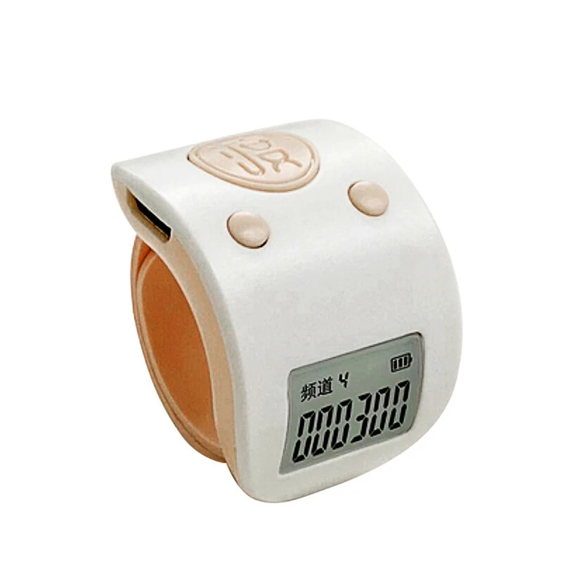 2PCS Mini Digital LCD Electronic Finger Ring Hand Tally Counter 6 Digit Rechargeable Counters Clicker, White & Yellow