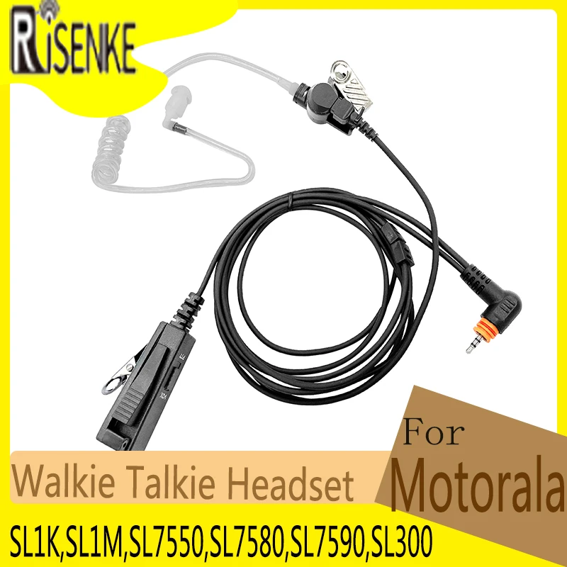 RISENKE-Two Way Radio Earpiece for Motorola,SL1K,SL1M,SL7550,SL7580,SL7590,SL300,Walkie Talkie Headset,Great Pair of the New PTT risenke earpiece for motorola sl300 sl7550 sl7580 sl7590 sl4000 sl1m sl1k walkie talkie acoustic air tube headset ptt mic