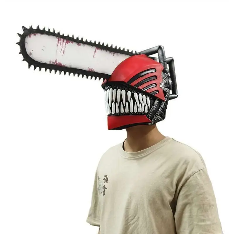 

Anime Chainsaw Man Latex Masks Halloween Costumes Cosplay Can Wear Warm Head And Hats Helmet Role Dolls Cos Saw Masks Cool Gifts