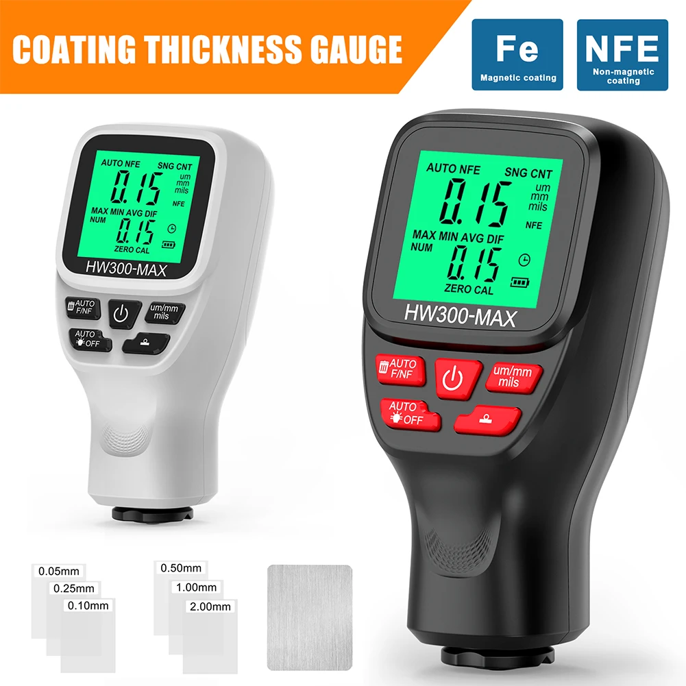 

LCD Digital Car Paint Coating Thickness Tester HW300-MAX Coating Thickness Gauge 0-2000um High Precise Film Thickness Meter