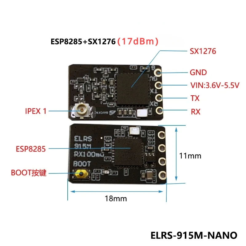 ELRS-Récepteur NANO ExpressLRS avec antenne de type T, prise en charge du WiFi, mise à niveau pour RC FPV Traversing Drones Parts, 915MHz, 2.4GHz