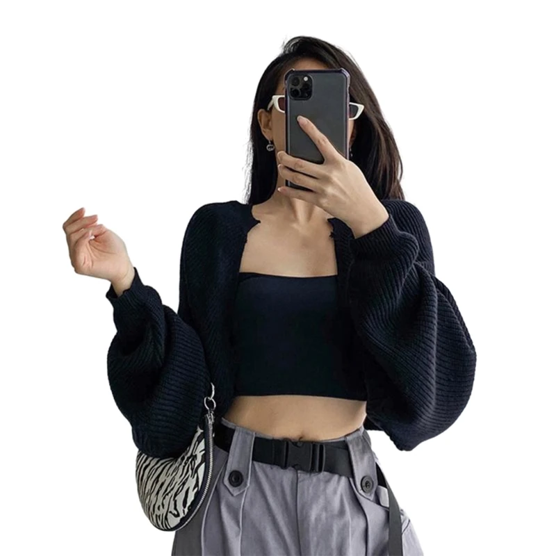 

2024 New Women's Cardigans Open Front Shrugs Long Sleeve Cropped Cardigan Sweaters Shrug Boleros