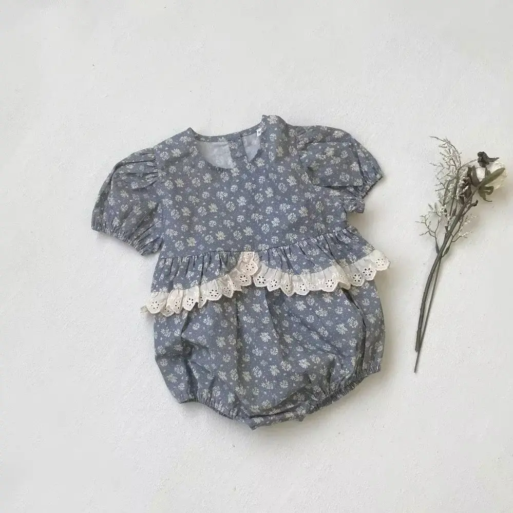Cotton Floral Baby Girl Jumpsuit Summer Bodysuit