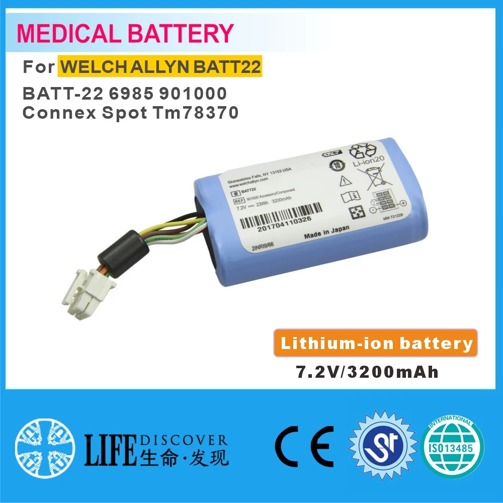 

Lithium-ion battery 7.2V 3200mAh WELCH ALLYN BATT22, BATT-22 6985 901000 Connex Spot TM78370