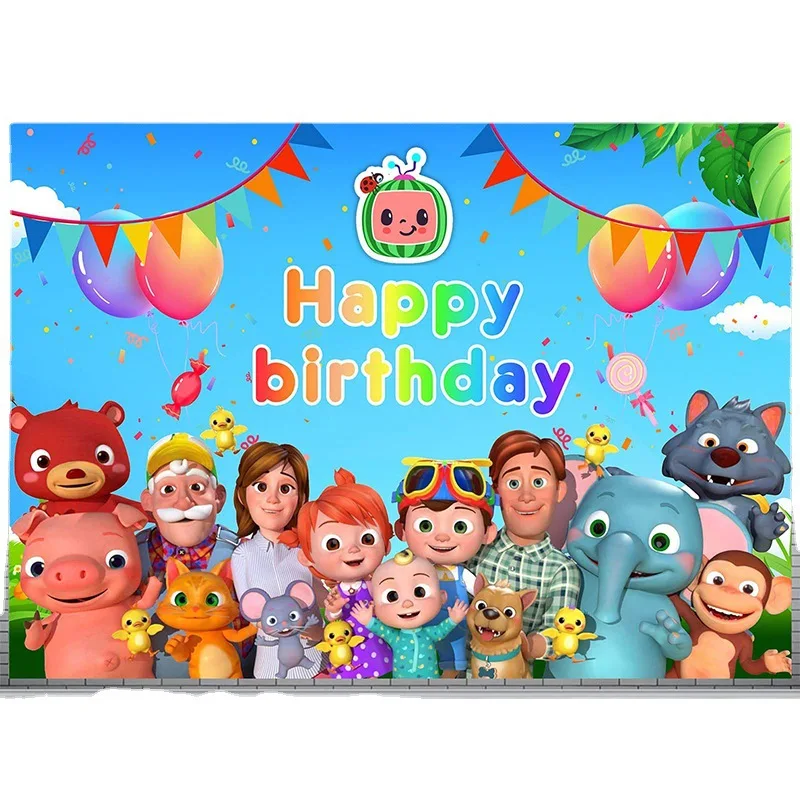 Cartoon COCOMELONS Theme Birthday Party Decoration Cartoon Foil Balloon Set Disposable Tableware Banner Kids Party Supplies