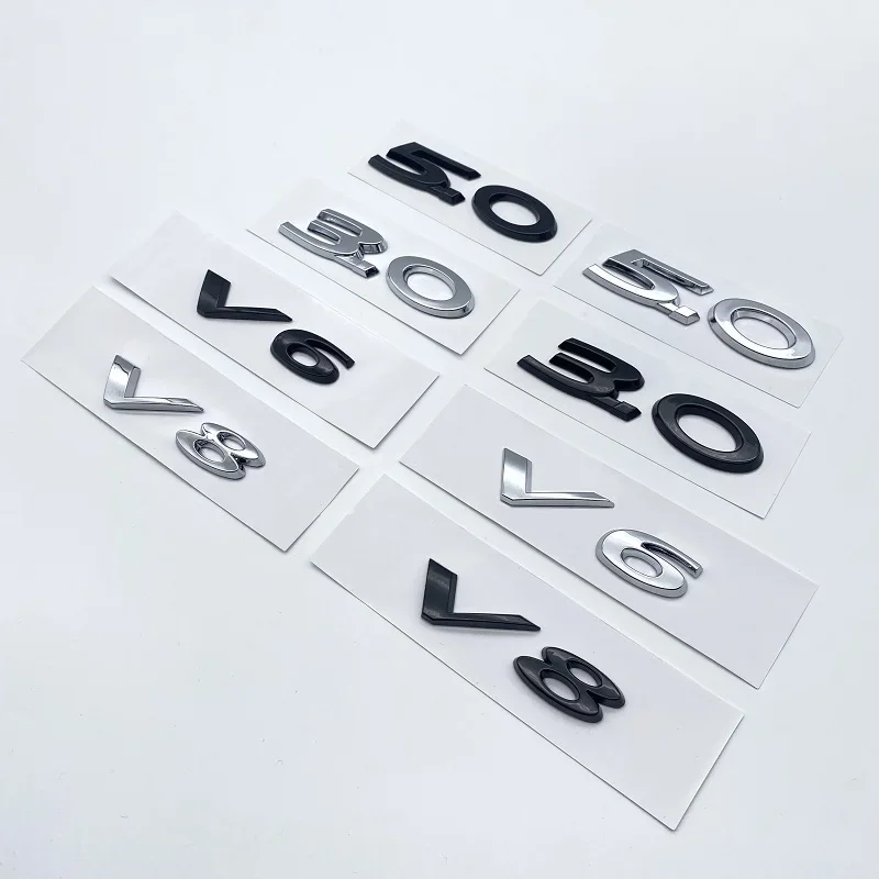 Emblema Della Lettera Chrome Glossy Black Abs 3.0 5.0 V6 V8 20T 25T 30T 35T Per Jaguar Xj F-Type F-Pace E-Pace Badge Fender Trunk Logo