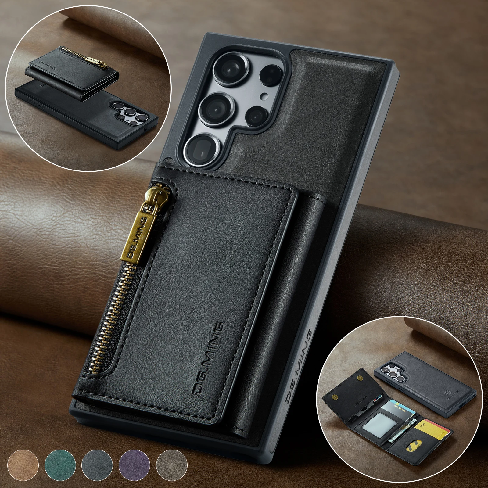 

Деловой кожаный чехол 2 в 1 для Samsung Galaxy S24 Ultra S22 Plus S23 FE 5G S 23 22 24, визитница, бумажник, оболочка, чехлы