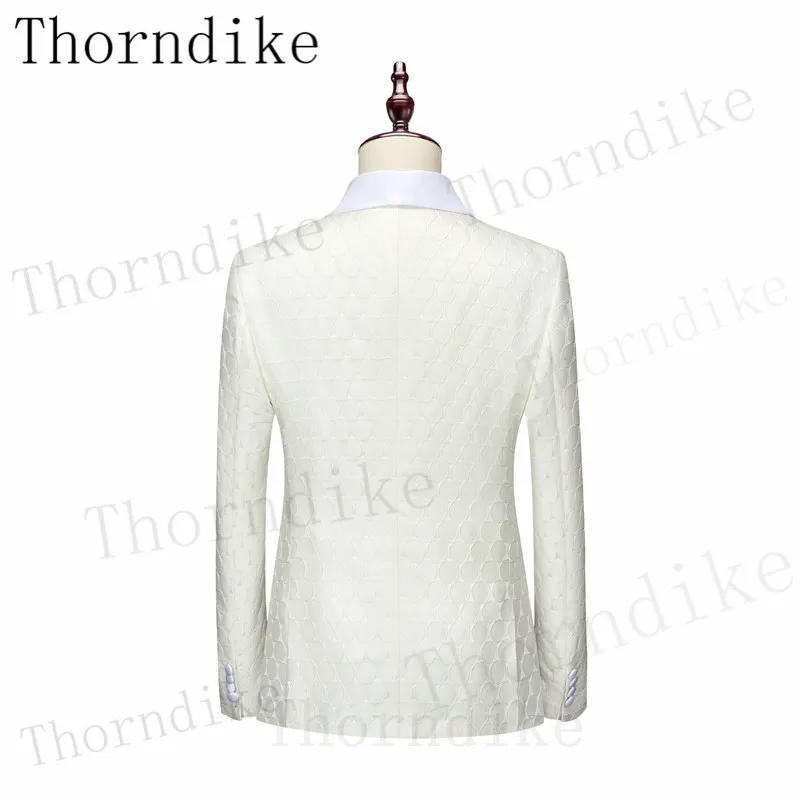 Men Thorndike Fashion Business Double Breasted Suit 3 Pieces Blazers Jacket Pants Trousers Slim Wedding