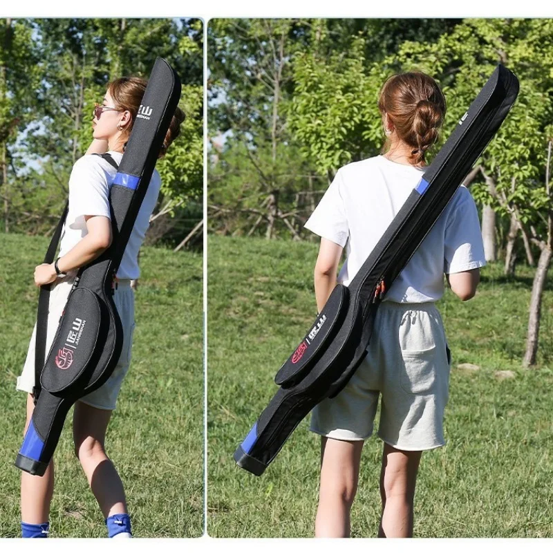 Fishing Gear Bag Waterproof Saving Space Portable Protective Case with Handle Rod Holder for Outdoor Travel Fishing Outside
