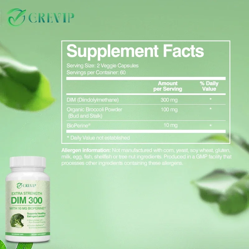 DIM 300 Mg Organic Broccoli-Helps Reduce Acne and Promote Prostate Health
