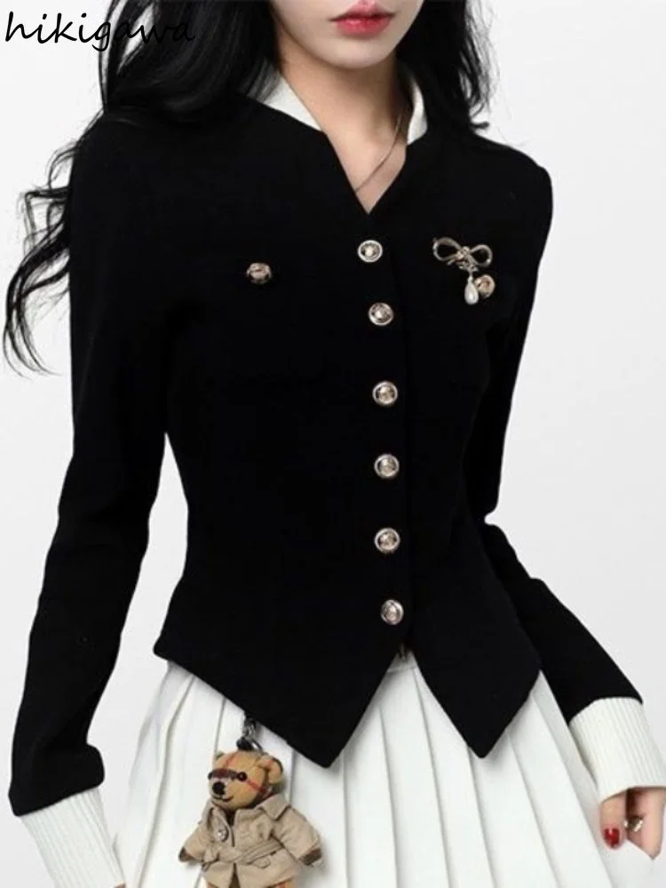 

Black Sweater Cropped s Coat Women Clothing Knit Pull Femme Fashion Sueter 2023 Ropa Mujer Korean Sweaters Y2k Tops