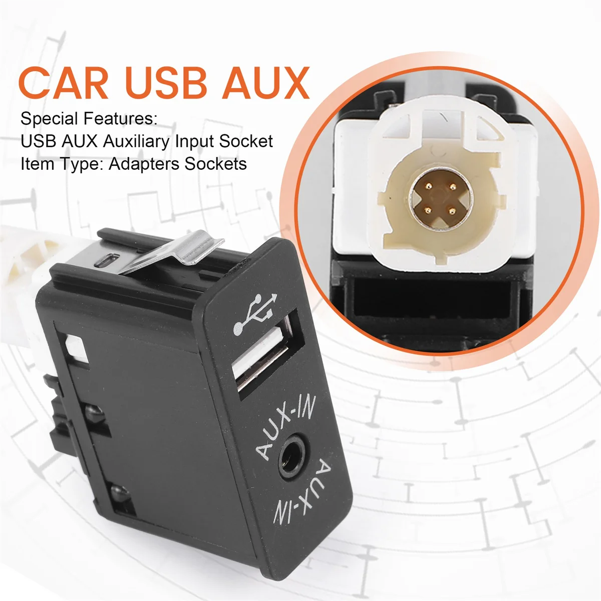 자동차 USB AUX 플러그 보조 입력 소켓 어댑터, BMW E81 E87 E90 F10 F12 E70 X4 X5 X6 용