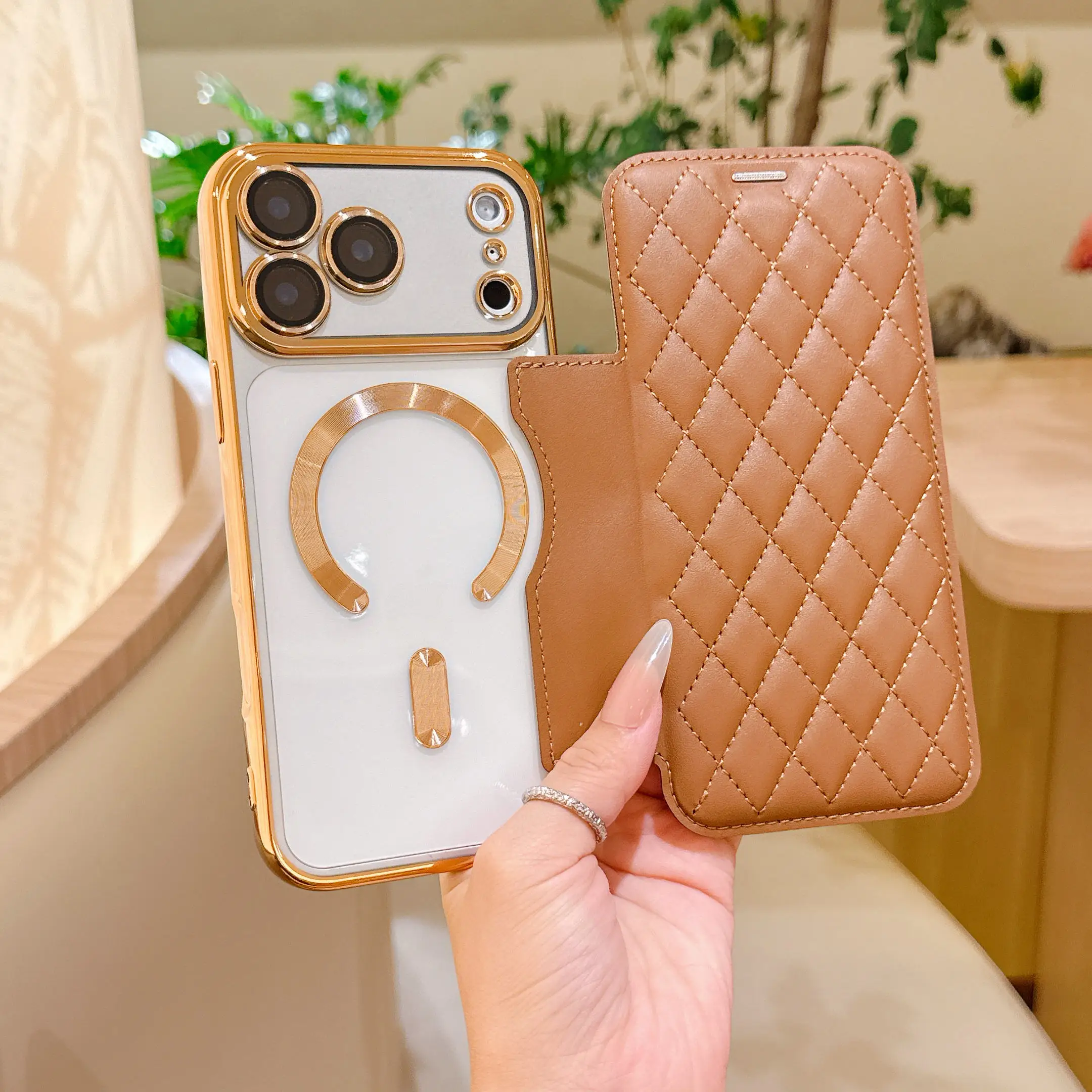 Elegant PU Leather Flip Wallet Phone Case with Card Slots and Magnetic Closure
