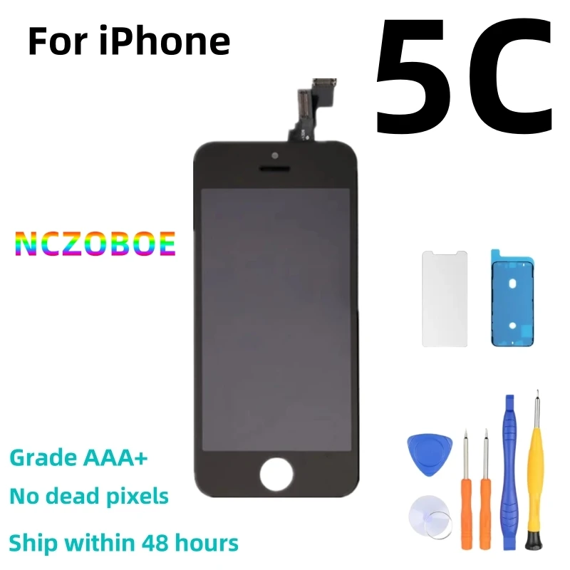 Nczoboe Display Per Iphone 5 5S 5C 7 8Lcd Screen Touch Digitizer Assembly Sostituzione Installato Fotocamera Anteriore Home Button + Tools