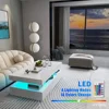 LED Coffee Table, White Modern High Gloss Coffee Table with RGB Light, Rectangular Coffee Table with Remote Control for Living 3