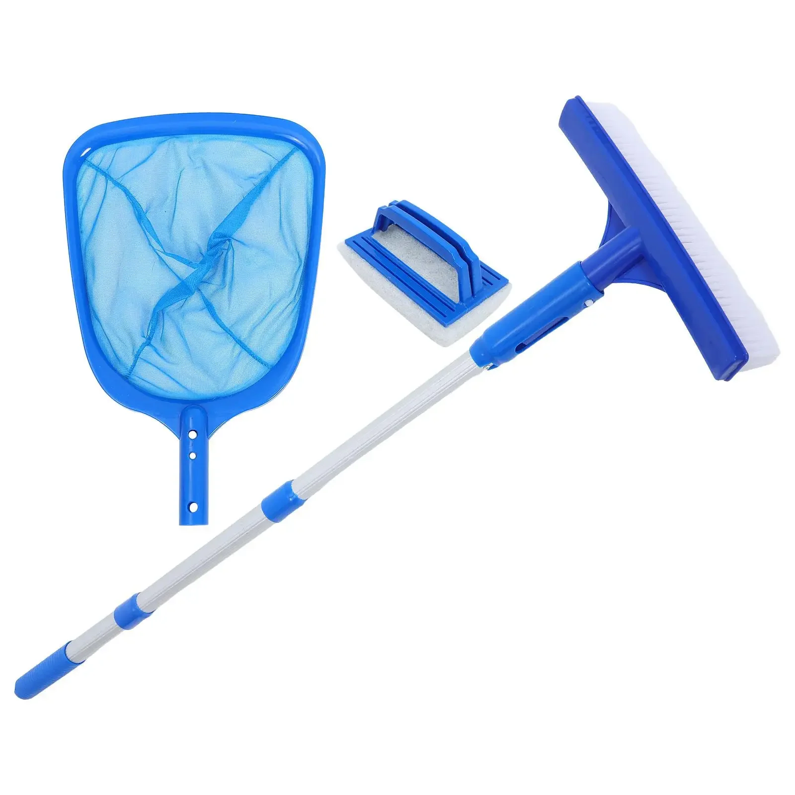 Swimming Pool Cleaning Kit, Pool Net Skimmer & Pool Brush with Pole