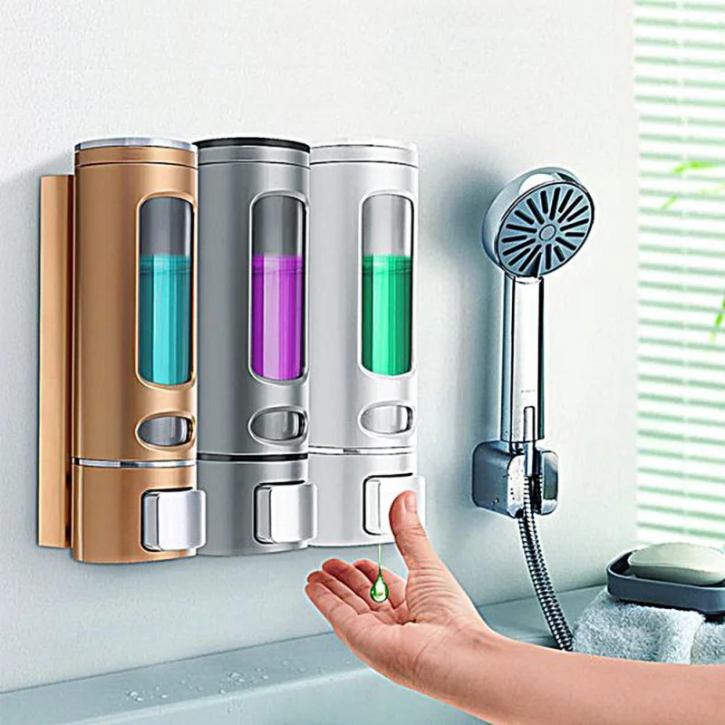 Single/double 500/1000ML Soap Dispenser Wall-Mount Shower Bath Shampoo Dispenser Bathroom Accessories Soap and Gel Dispenser 2