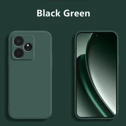 Luxury Shockproof Liquid Silicone Phone Case - Original TPU Protective Cover for Realme GT6 China (Black Green)