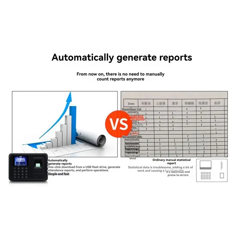 ABDE-생체 인식 지문 시간 출석 시스템 시계 기록기 직원 인식 기록 장치 기계 US 플러그