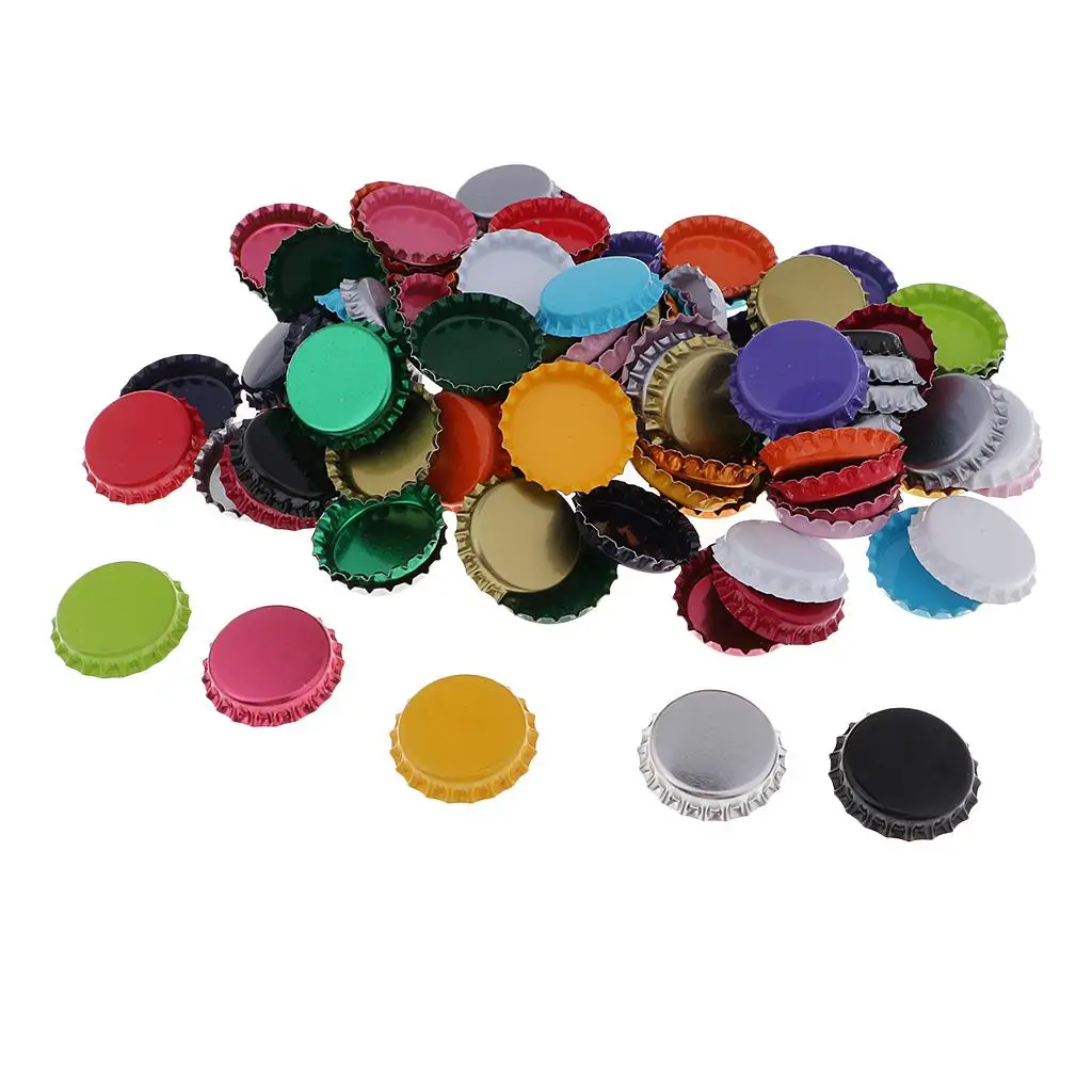 100x Colored Round Flattened Bottle Caps 25mm DIY Hairbow Crafts Hair Bows Necklace Jewelry Accessories