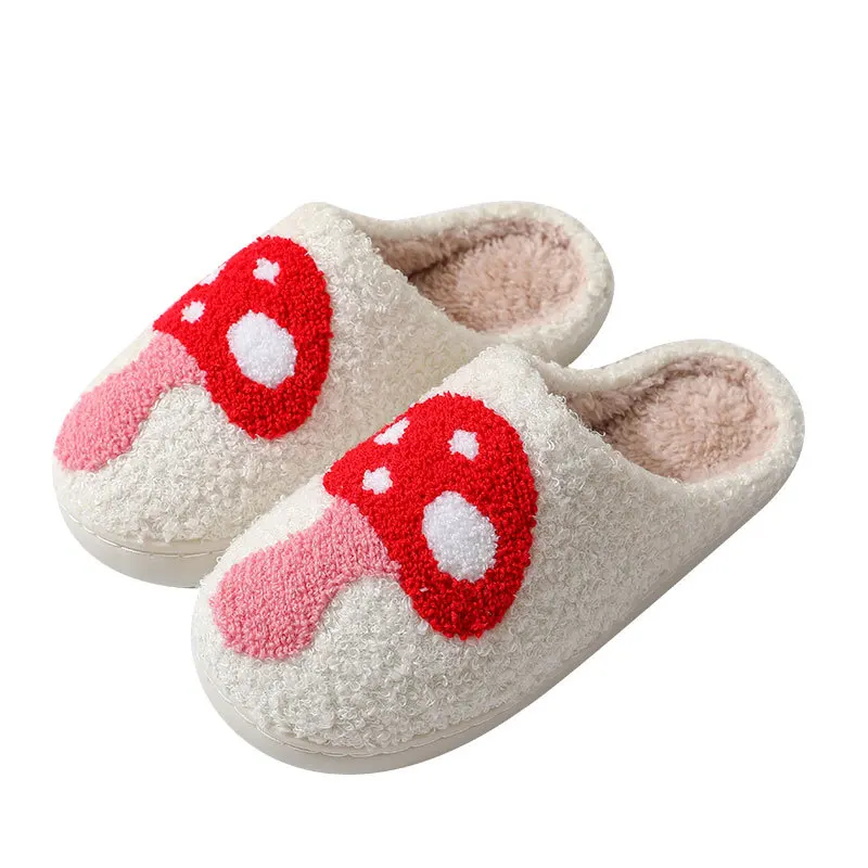 

Trending Smiling Hearts Cotton Slippers Women Wholesale House Acrylic Fleece Indoor Slippers