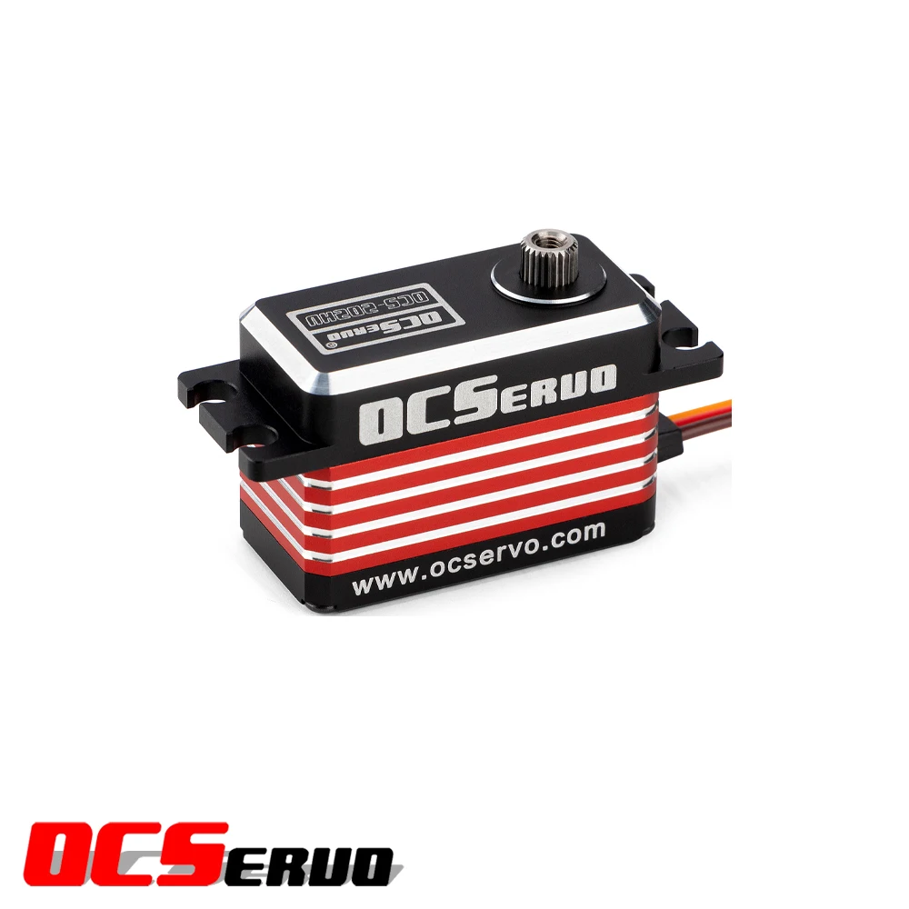Servo numérique OCSERVO OCS-352HV 3.5kg rouge montrant les engrenages métalliques pour drone, avion RC, voiture et bateau