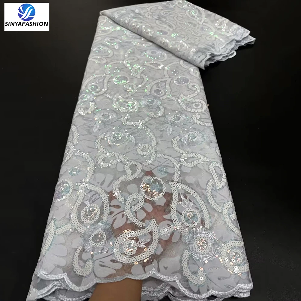 

Строгая африканская французская бархатная кружевная ткань с белой последовательностью, 2023 женское высококачественное кружево с блестками для строгого платья