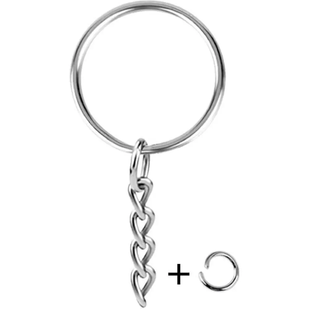 Split Key Ring with Chain and Open Jump Ring 1 Inch Key Chain