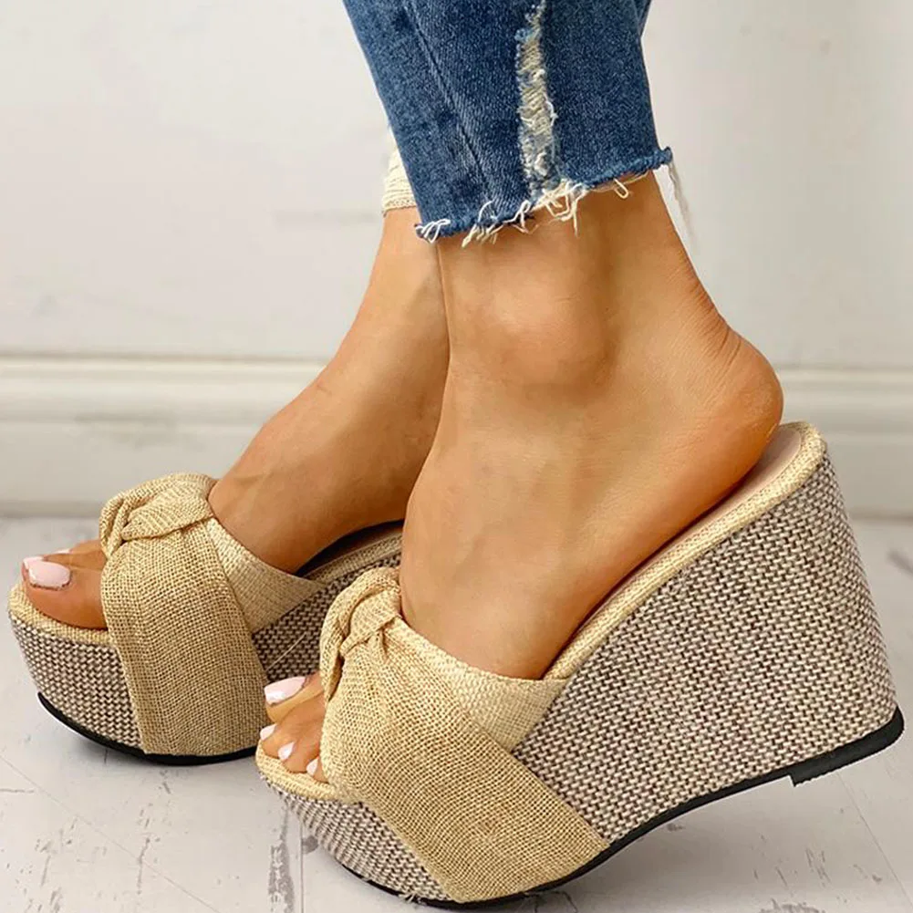 Free Gift Feet Chain Slip On Leisure Platform Summer Sandals Wedges High Heels Women Shoes for Women Sandals