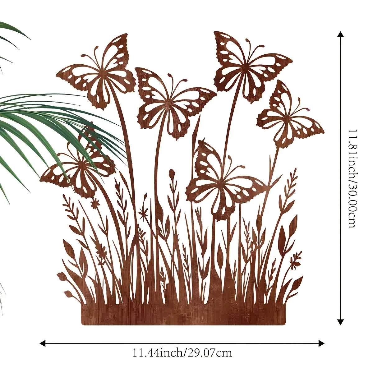 Description Picture 5 of item1pc Rustic Metal Butterfly Garden Stake | Classic Rust-Colored Floral Design | Durable Outdoor Decor for Courtyard & Balcony