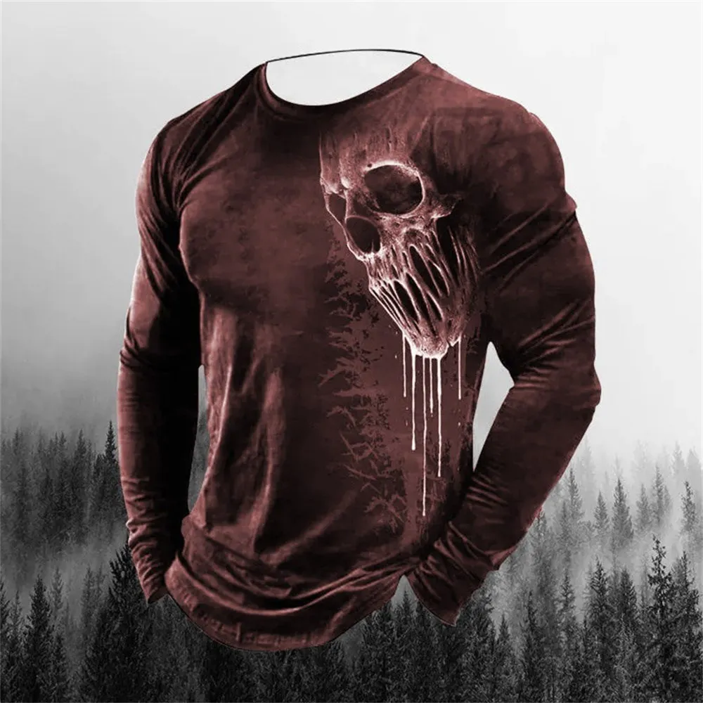Hip Hop Herren T-Shirt Rundhals ausschnitt Langarm Top Trend Print T-Shirt Rüstung 3D T-Shirt Herren Sommer übergroße locker sitzende Gerinnsel – Detail 6
