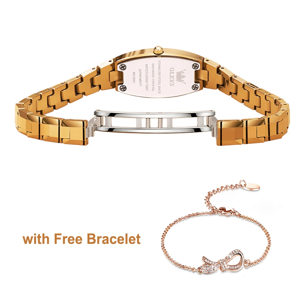 OLEVS Luxury Watches for Women Fashion Waterproof Gold Wristwatch Ladies Bracelet Gift Set Girls Tungsten Steel Watch Jererly