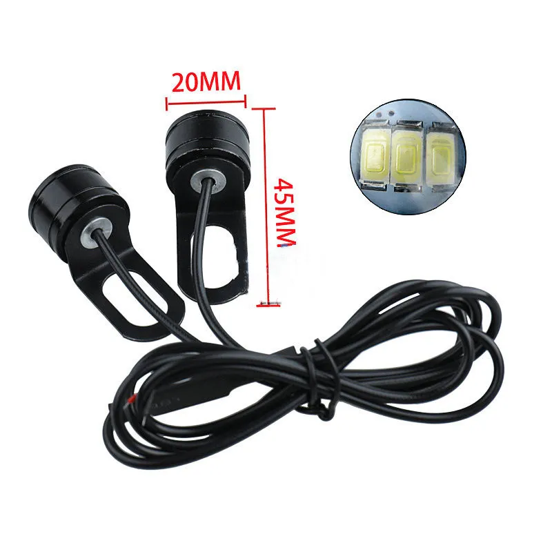 2pcs Car Eagle Eye LED Reverse Backup Driving Strobe Light Signal Lamps Motorcycle Fog Lamp Headlight Daytime Running Lights