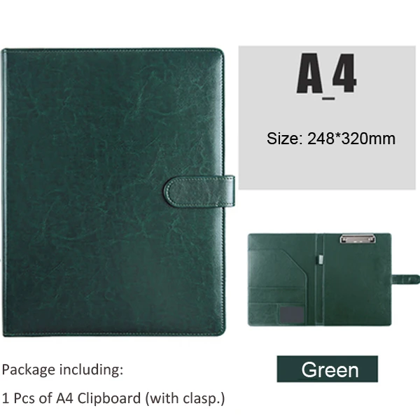 Sleek Black Leather Padfolio with Clipboard and Document Organizer