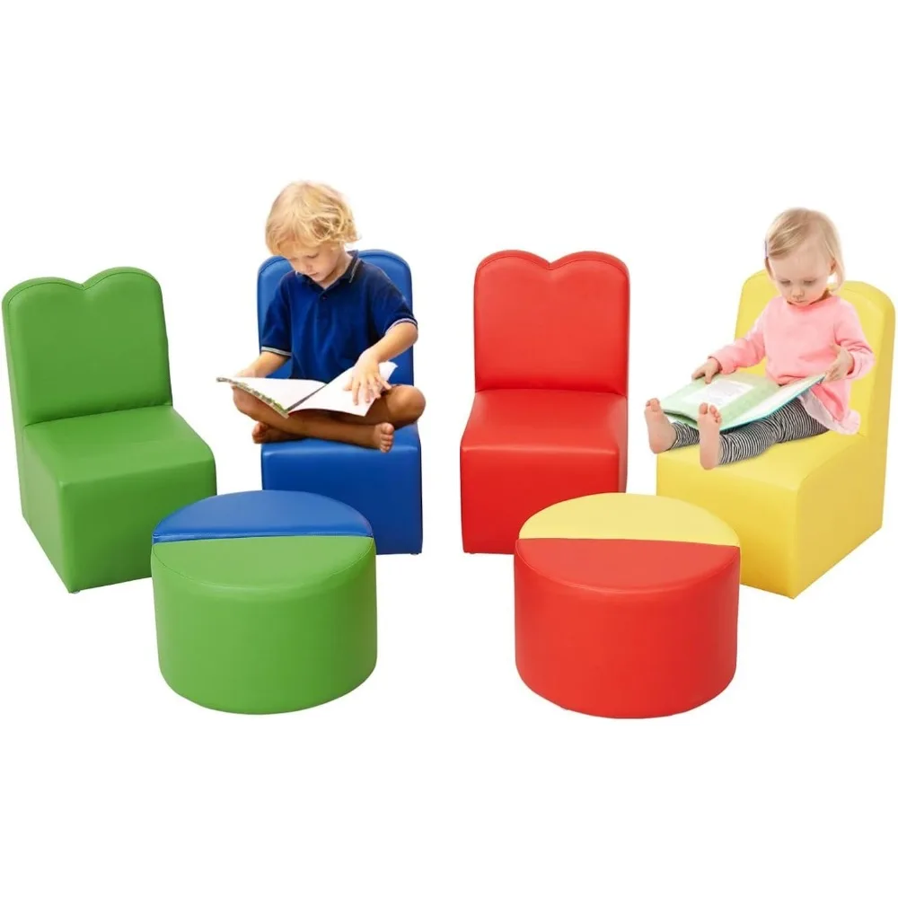 Kids Modular Flexible Seating Set - 8 Pieces Kids Couch, Sectional Sofa Set for Home Preschool, Daycare Furniture 6
