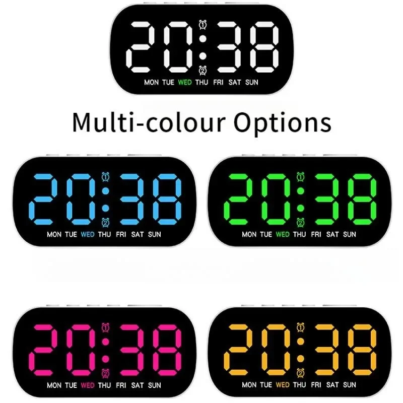 Compact LED Digital Alarm Clock with Temperature Display & Adjustable Brightness