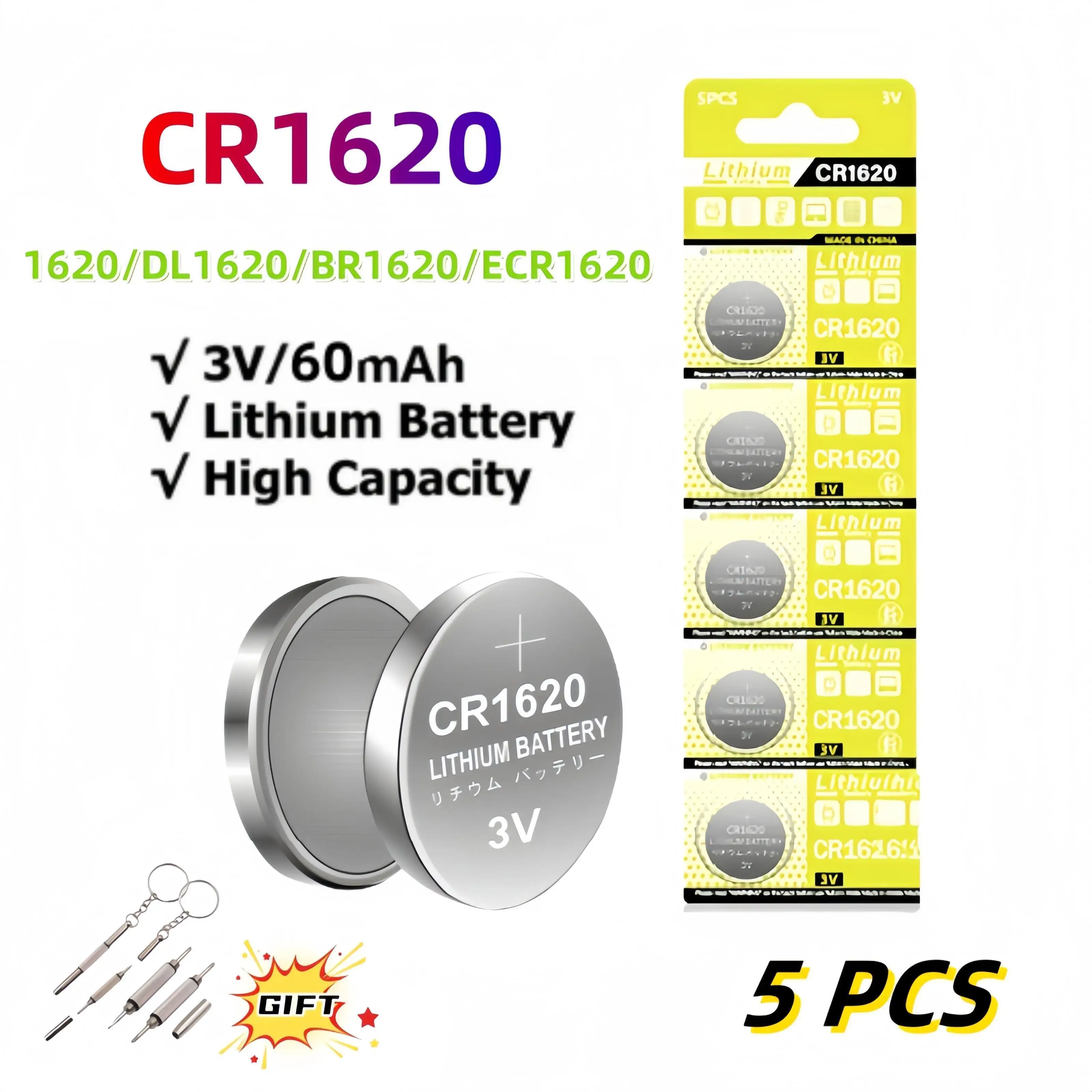 

5~50PCS CR1620 Battery Button DL1620 BR1620 Battery For Watch Car Remote Control Calculator Scales Shavers Lithium Coin Cell