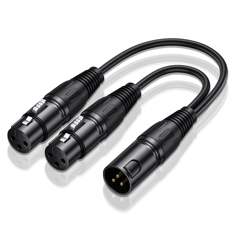 Balanced Audio Extension Cord - XLR Male to Dual Female Y-Splitter 3-Pin Cable for Microphones and Amplifiers