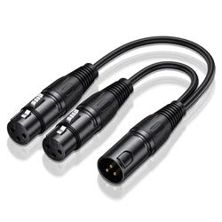 Balanced Audio Extension Cord - XLR Male to Dual Female Y - Splitter 3 - Pin Cable for Microphones and Amplifiers (0.3m XLR)
