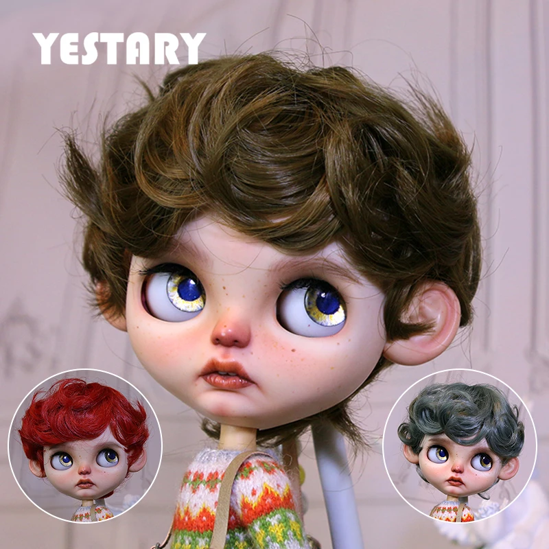 

YESTARY Blythe Doll Wig BJD Dolls Accessories Tress For Toys Hair High Temperature Silk Gentleman Short Hair Curly Wig Boys Gift