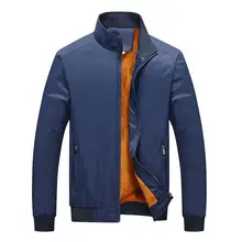 

Men Coat Solid Color Stand Collar All Match Zipper Winter Jacket for Daily Wear