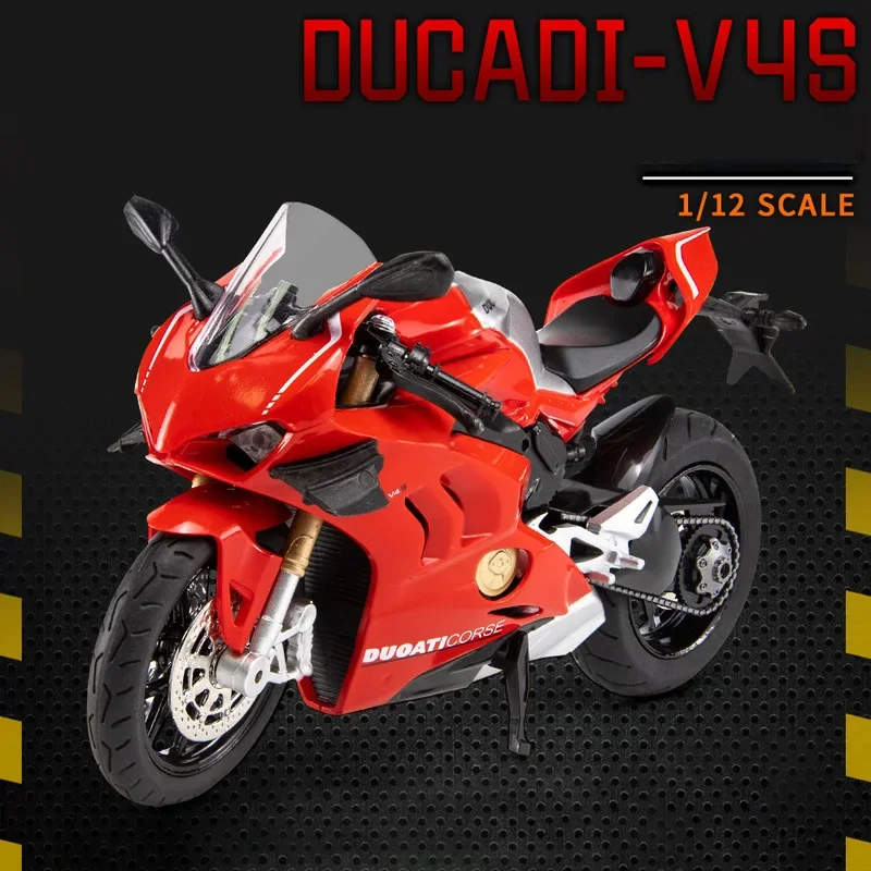 1:12 Ducati V4S Panigale Racing Motorcycles Simulation Alloy Motorcycle Model With Sound and Light Collection Toy Car Kid Gift 3