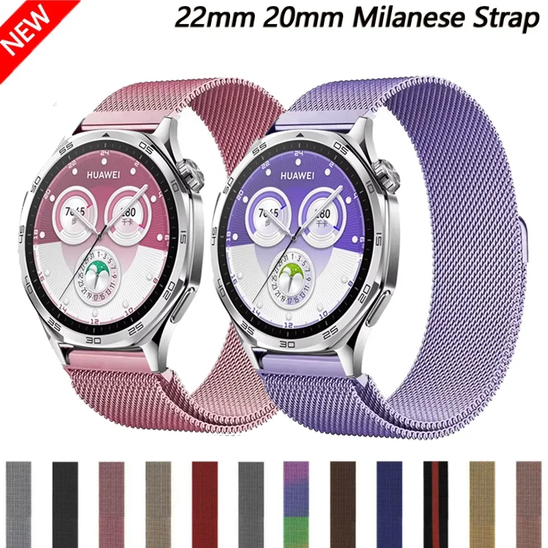 Sleek Milanese Magnetic Watch Band, 20mm/22mm, Stainless Steel Mesh Strap