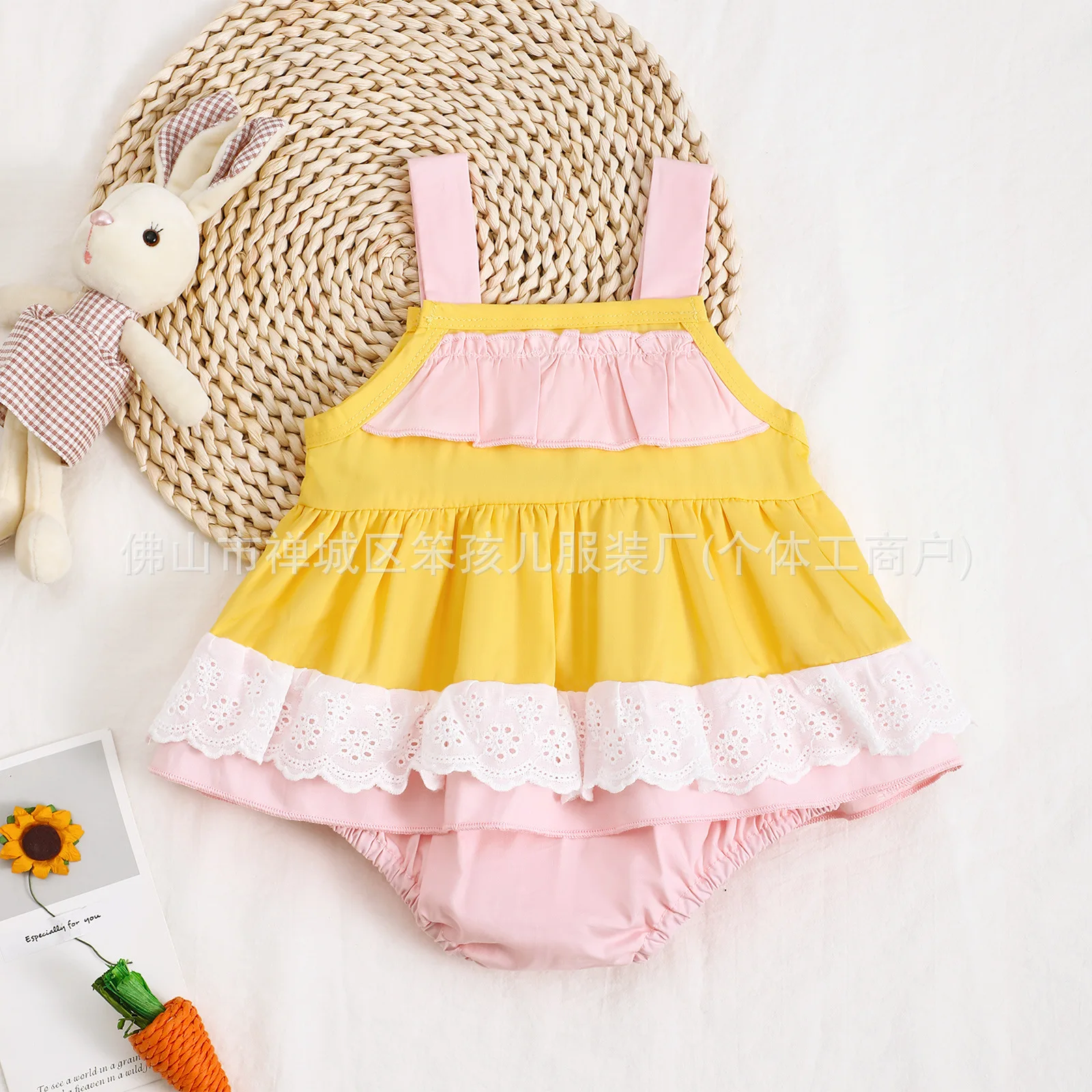 Adorable Carrot Strap Floral Skirt Baby Girl Clothes Newborn Toddler Fashionable Versatile Cotton Romper Suit for Babies