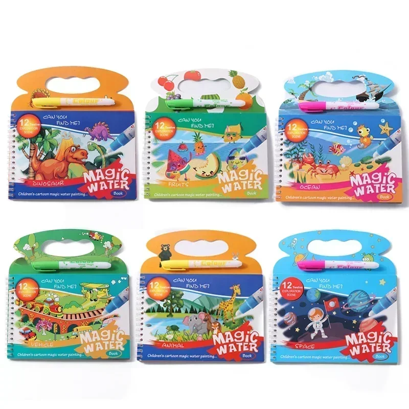 Magical Water Painting Book Toddler Early Education Toys Reusable Magic Drawing Coloring Book for Kids Children Montessori Toys 6