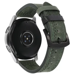 Premium Leather Watch Band: Elegant Strap for Smartwatches, 20mm/22mm Sizes (Green 11)