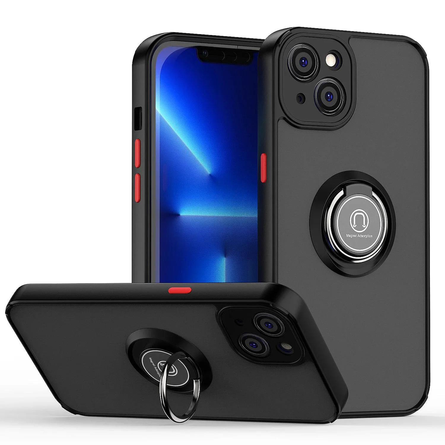 thumbnail image 1 of Luxury Camera Len Protection Case Coque For iPhone 15 Pro Max 14 13 12 11 X XS XR XS 7 8 Plus Ring Stand Holder Back Matte Cover, 1 of 5