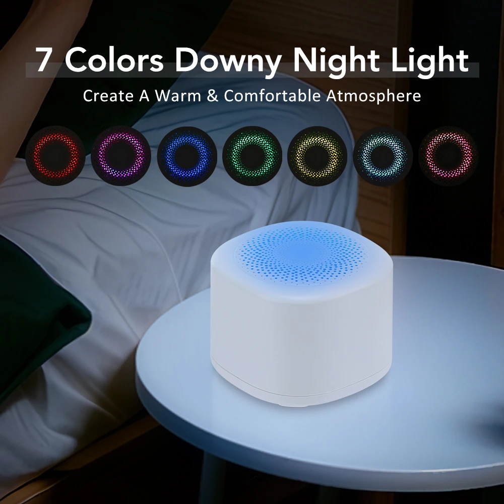 Portable Baby White Noise Sleep Machine 10 Soothing Sounds 7 Night Light Colors Sleep Sound Player Timer for Baby Kids Adults