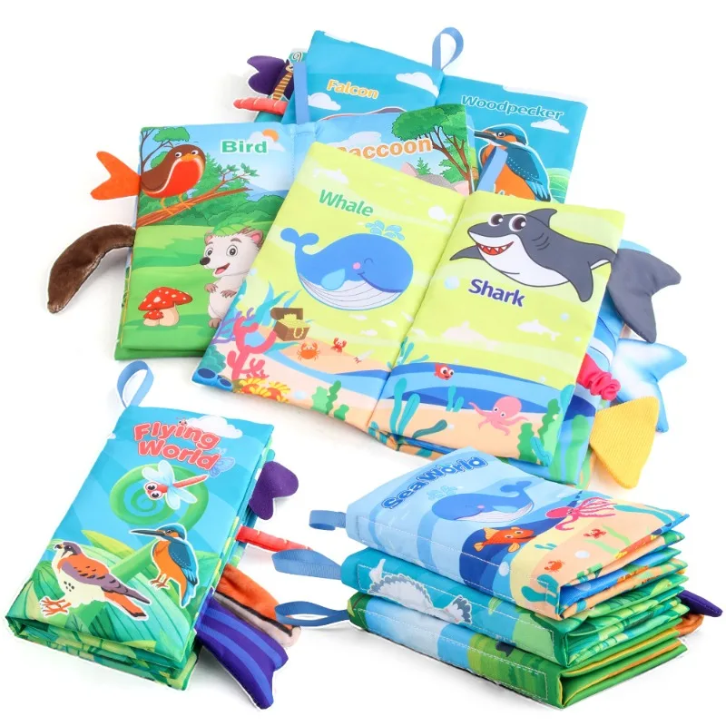0-36M Baby Early Learning Toy Tail Cloth Book Puzzle Parent-child Interactive Sound Paper Infants Activity Toys for Babies 3